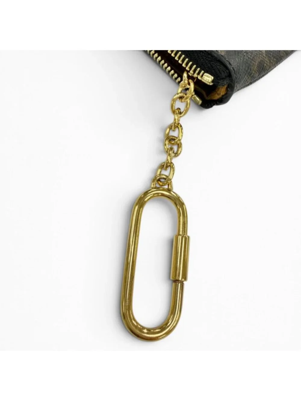 Celine Triomphe Canvas Key Ring Coin Case Black